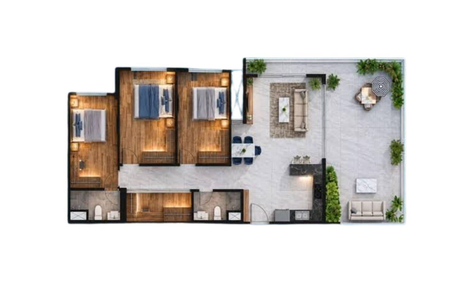 Mặt bằng Căn hộ sân vườn