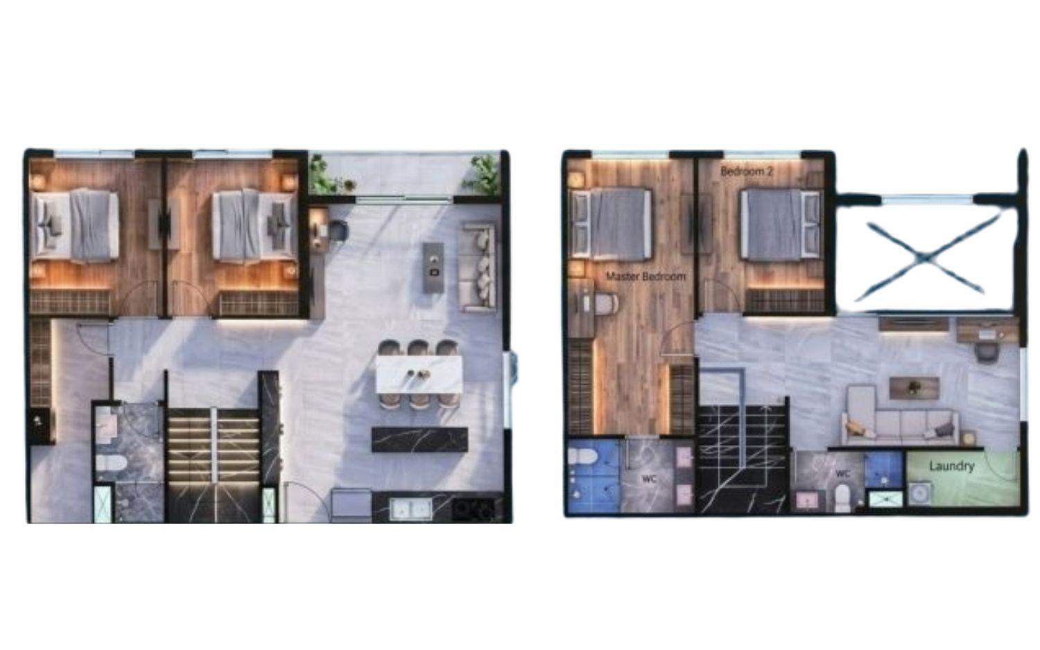 Mặt bằng Duplex 4PN